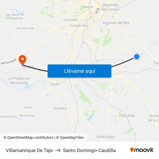 Villamanrique De Tajo to Santo Domingo-Caudilla map