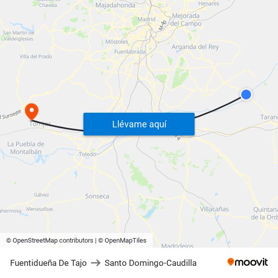 Fuentidueña De Tajo to Santo Domingo-Caudilla map