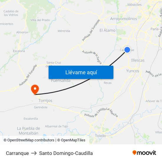 Carranque to Santo Domingo-Caudilla map