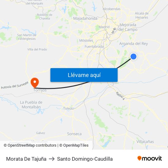 Morata De Tajuña to Santo Domingo-Caudilla map