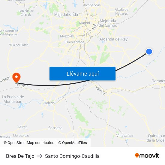 Brea De Tajo to Santo Domingo-Caudilla map