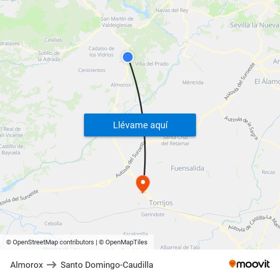 Almorox to Santo Domingo-Caudilla map