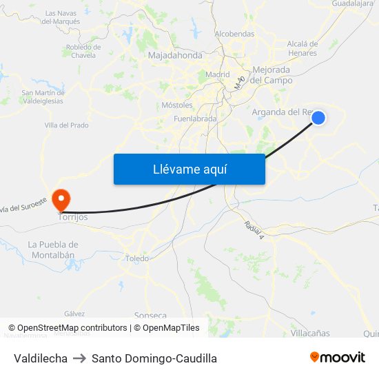 Valdilecha to Santo Domingo-Caudilla map
