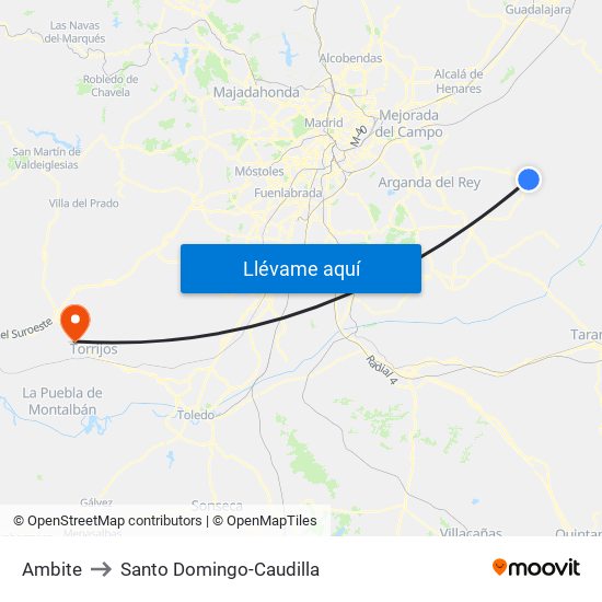 Ambite to Santo Domingo-Caudilla map