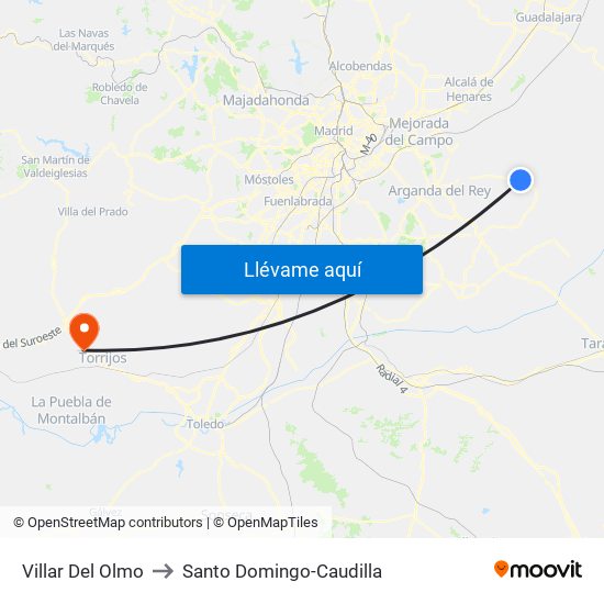 Villar Del Olmo to Santo Domingo-Caudilla map