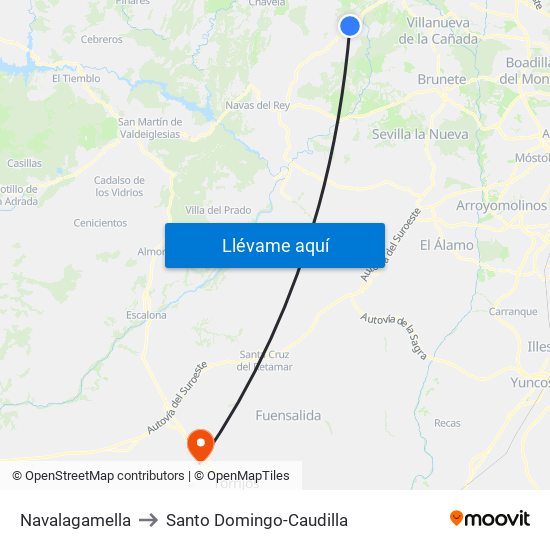 Navalagamella to Santo Domingo-Caudilla map