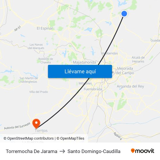Torremocha De Jarama to Santo Domingo-Caudilla map