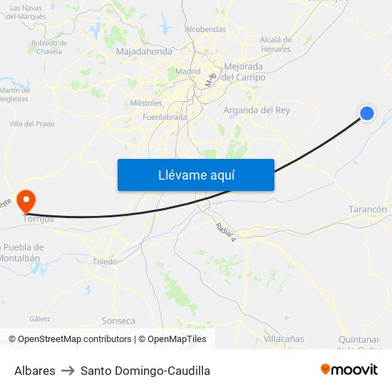 Albares to Santo Domingo-Caudilla map