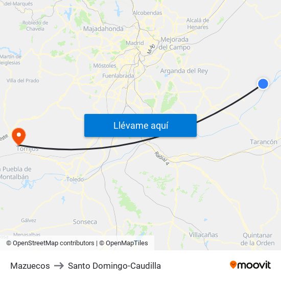 Mazuecos to Santo Domingo-Caudilla map