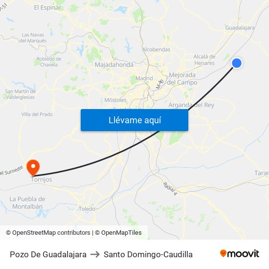 Pozo De Guadalajara to Santo Domingo-Caudilla map