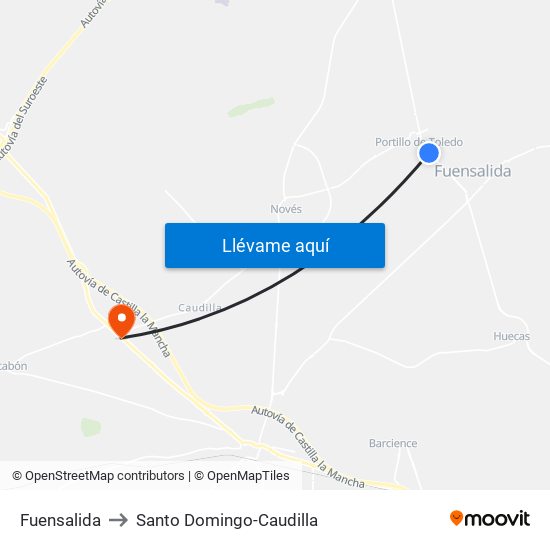 Fuensalida to Santo Domingo-Caudilla map