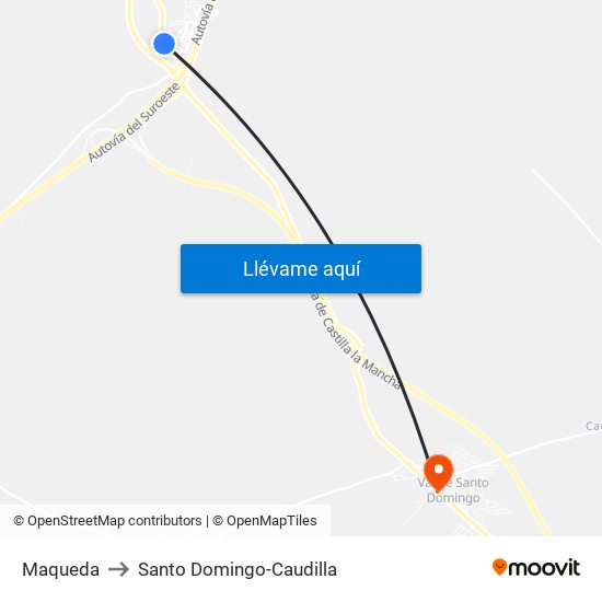 Maqueda to Santo Domingo-Caudilla map