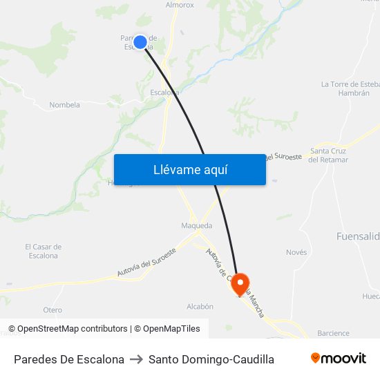 Paredes De Escalona to Santo Domingo-Caudilla map