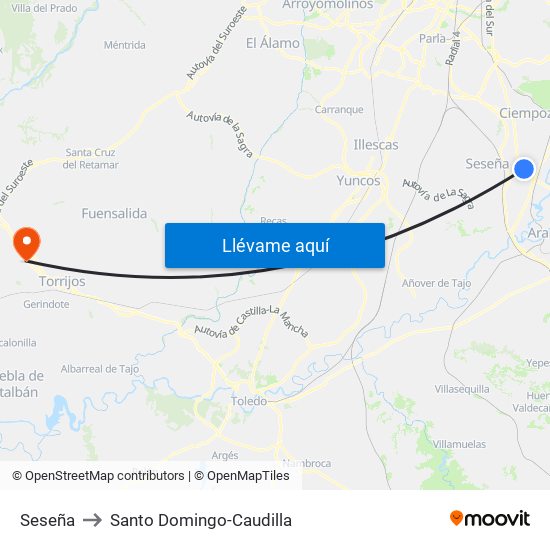 Seseña to Santo Domingo-Caudilla map