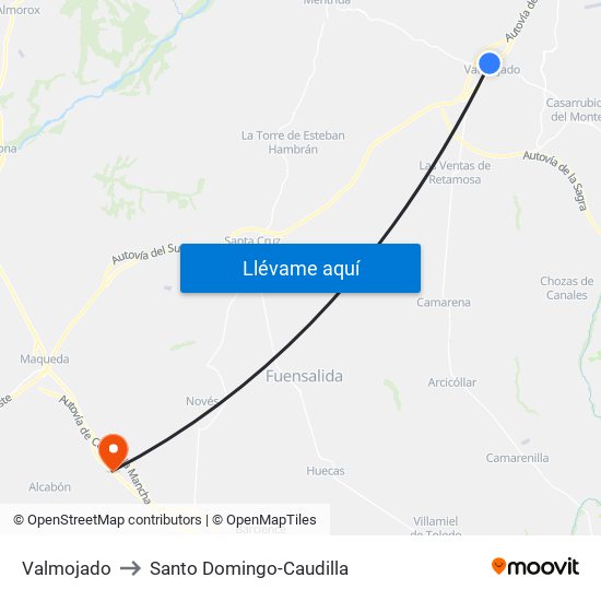 Valmojado to Santo Domingo-Caudilla map