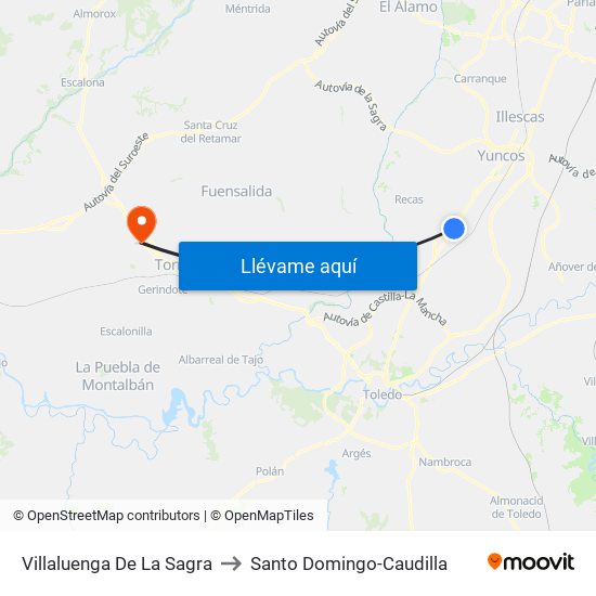 Villaluenga De La Sagra to Santo Domingo-Caudilla map
