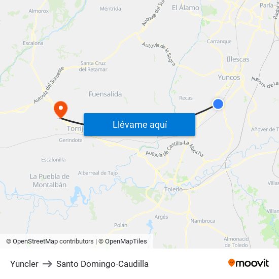 Yuncler to Santo Domingo-Caudilla map