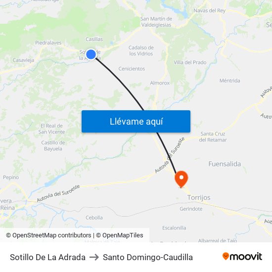 Sotillo De La Adrada to Santo Domingo-Caudilla map
