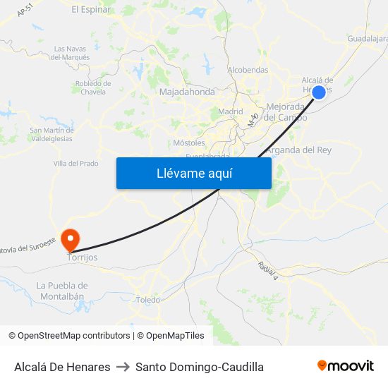 Alcalá De Henares to Santo Domingo-Caudilla map