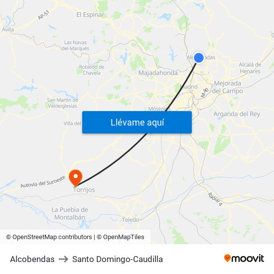 Alcobendas to Santo Domingo-Caudilla map