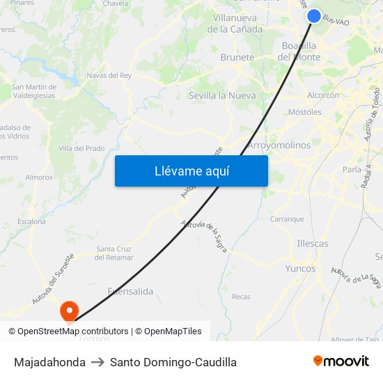 Majadahonda to Santo Domingo-Caudilla map