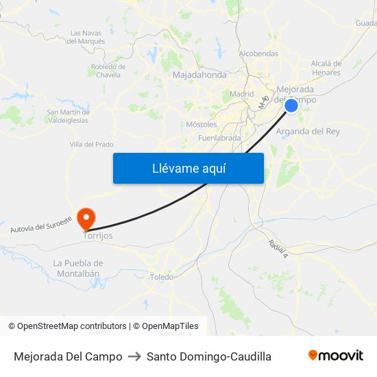 Mejorada Del Campo to Santo Domingo-Caudilla map