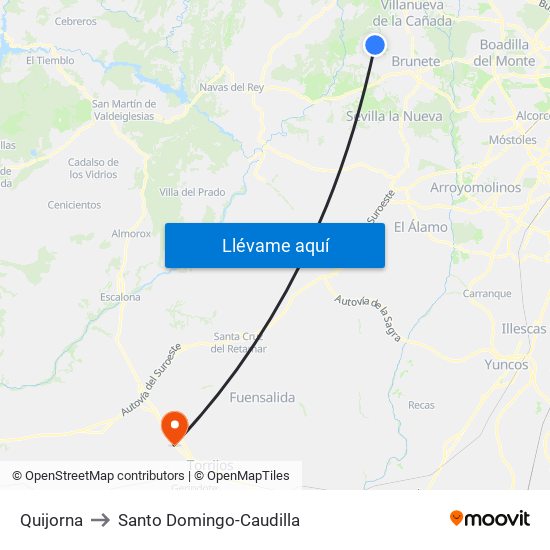 Quijorna to Santo Domingo-Caudilla map