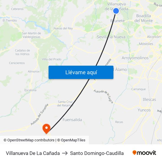 Villanueva De La Cañada to Santo Domingo-Caudilla map