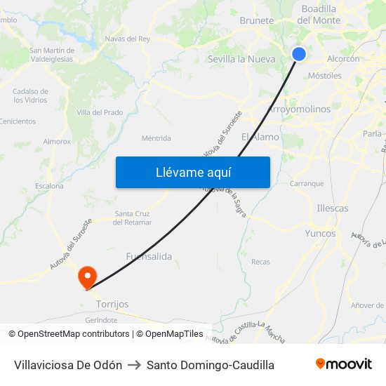Villaviciosa De Odón to Santo Domingo-Caudilla map