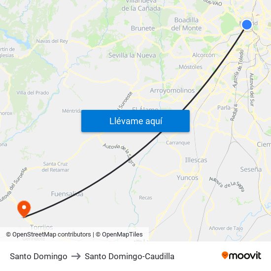 Santo Domingo to Santo Domingo-Caudilla map