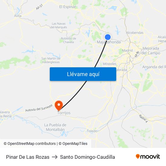 Pinar De Las Rozas to Santo Domingo-Caudilla map