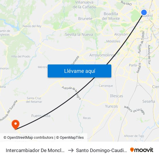 Intercambiador De Moncloa to Santo Domingo-Caudilla map