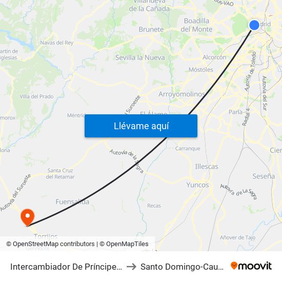 Intercambiador De Príncipe Pío to Santo Domingo-Caudilla map