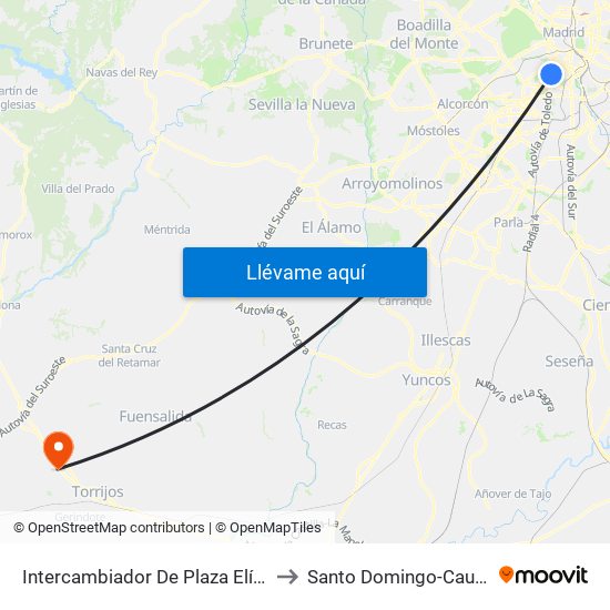 Intercambiador De Plaza Elíptica to Santo Domingo-Caudilla map