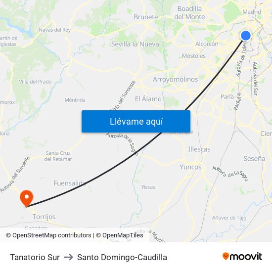 Tanatorio Sur to Santo Domingo-Caudilla map