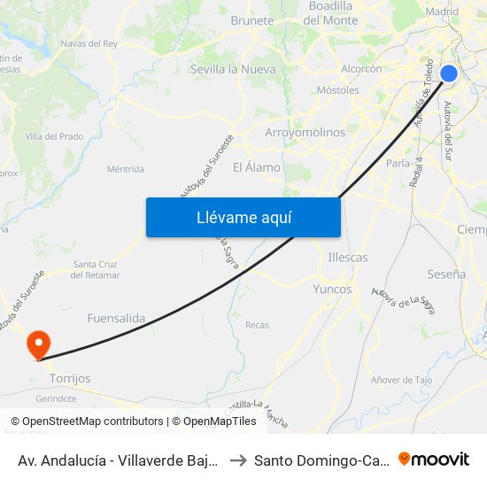 Av. Andalucía - Villaverde Bajo Cruce to Santo Domingo-Caudilla map