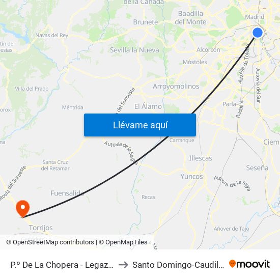 P.º De La Chopera - Legazpi to Santo Domingo-Caudilla map