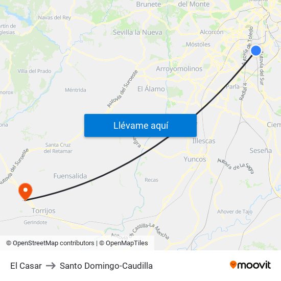 El Casar to Santo Domingo-Caudilla map