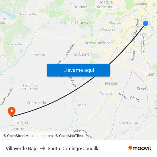 Villaverde Bajo to Santo Domingo-Caudilla map