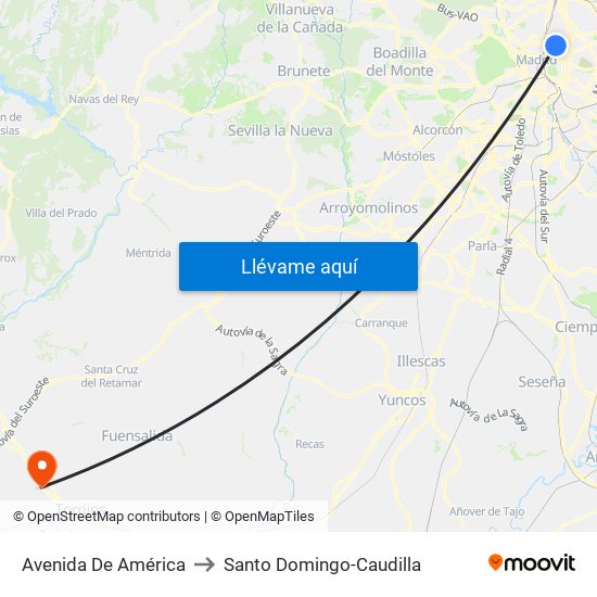 Avenida De América to Santo Domingo-Caudilla map