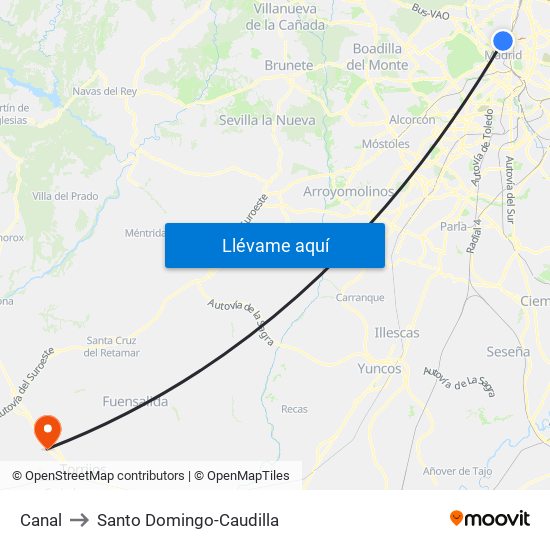 Canal to Santo Domingo-Caudilla map
