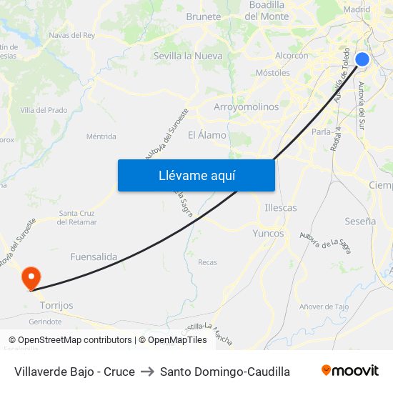 Villaverde Bajo - Cruce to Santo Domingo-Caudilla map