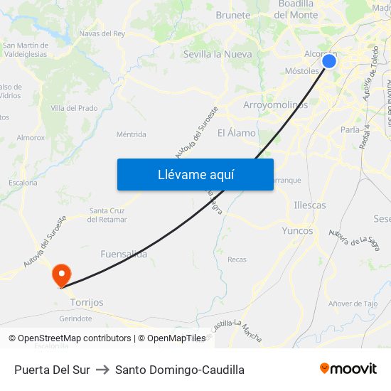 Puerta Del Sur to Santo Domingo-Caudilla map