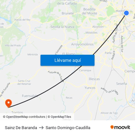 Sainz De Baranda to Santo Domingo-Caudilla map