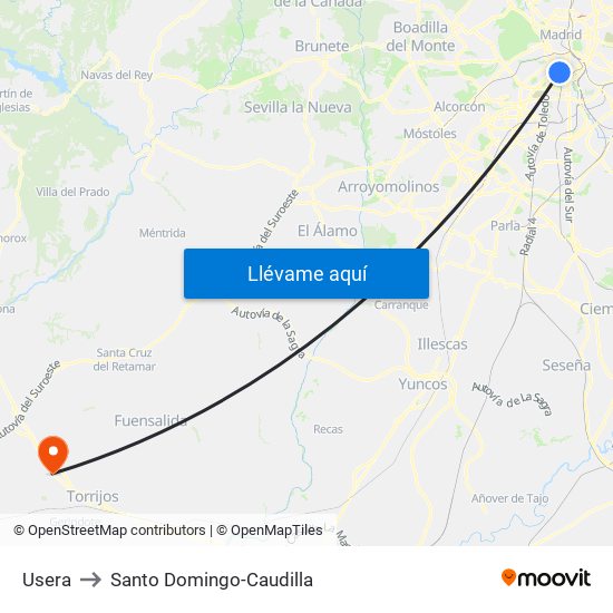 Usera to Santo Domingo-Caudilla map