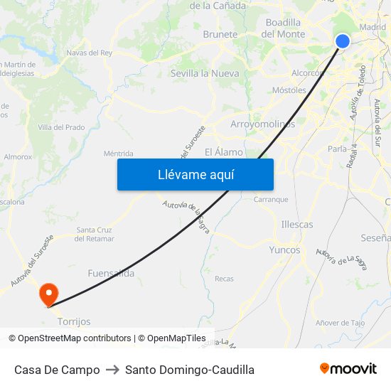 Casa De Campo to Santo Domingo-Caudilla map