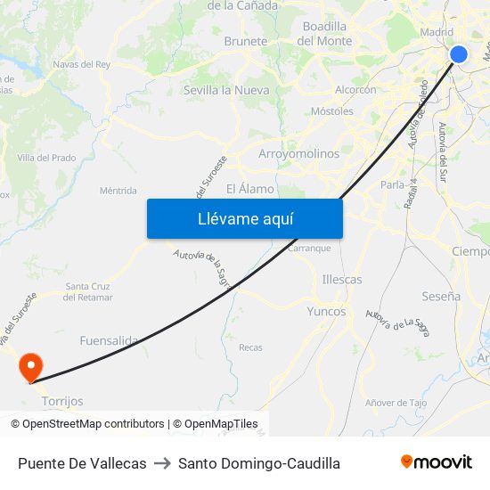 Puente De Vallecas to Santo Domingo-Caudilla map