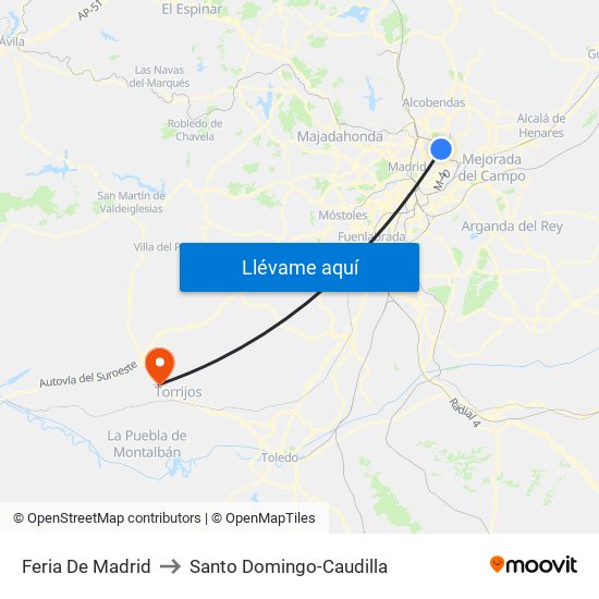 Feria De Madrid to Santo Domingo-Caudilla map
