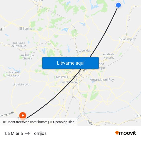 La Mierla to Torrijos map