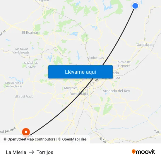 La Mierla to Torrijos map
